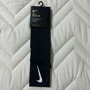 NIKE OS Dri-FIT Unisex Black White Logo Athletic Headband Tie